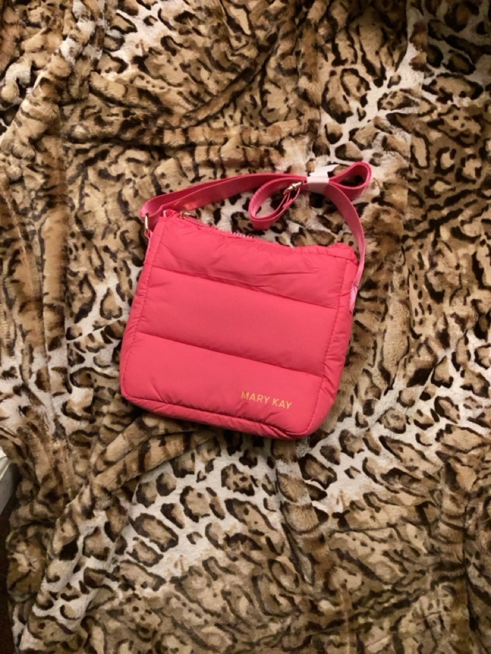 Mary Kay Coral Pink Quilted Crossbody Bag